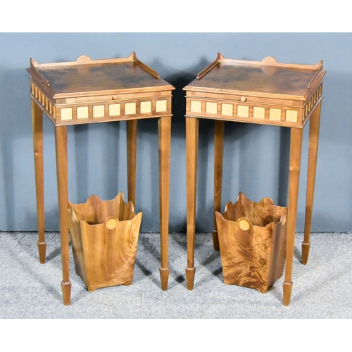 898 - A Pair of Modern Walnut Tray Top Bedside Lamp Tables,Â by Michael Westgate, each fitted with a slide... 