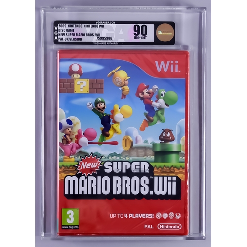 111 - 2009 Nintendo Wii – New Super Mario Bros Wii – PAL/UK Version VGA 90/NM+/Mint with Nintendo strip se... 