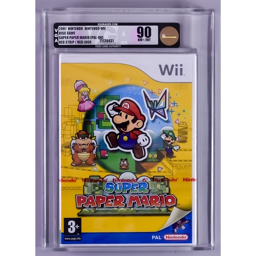 113 - 2007 Nintendo Wii – Super Paper Mario – PAL/UK Version VGA 90/NM+/Mint, with red Nintendo strip seal... 