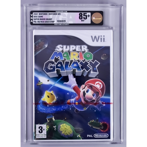 114 - 2007 Nintendo Wii – Super Mario Galaxy – PAL/UK Version VGA 85+/NM+, with red Nintendo strip seal an... 