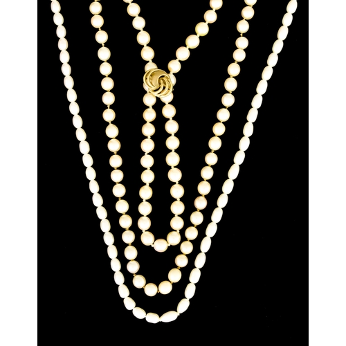 Three Strings of Pearls, comprising - one string of cultured pearls ...