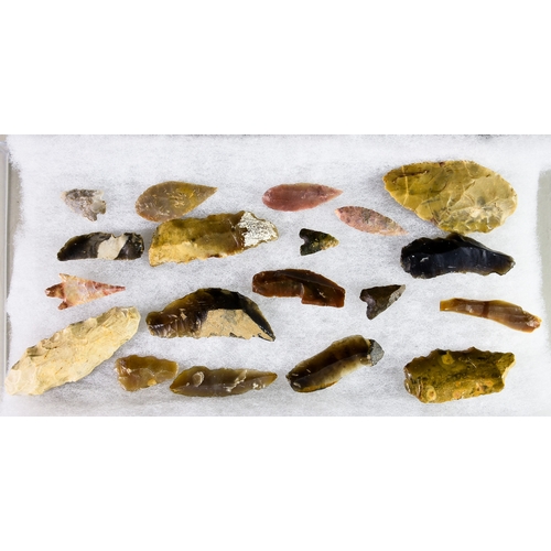 309 - A Collection of Palaeolithic, Mesolithic and Neolithic Tools and Arrowheads, including; a Palaeolith... 