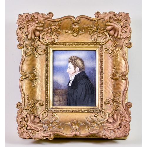 310 - Early 19th Century English School - Miniature Painting - Half length profile portrait of a gentleman... 