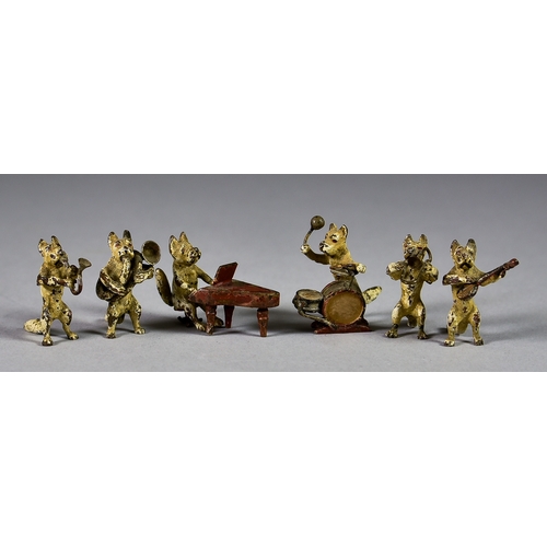 324 - A Cast Bronze Figure of a Pekingese, 4ins long x 3.25ins high, and a selection of cold painted bronz... 
