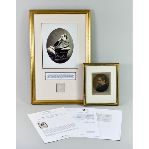 335 - Charles Dickens (1812-1870) - a single hair from the head of Charles Dickens, taken from a lock belo... 