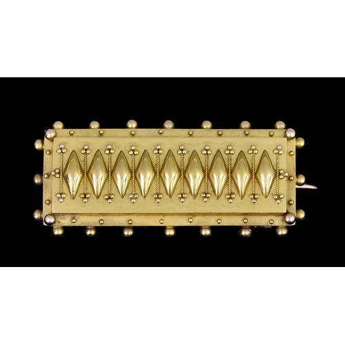 A 14ct Gold Rectangular Brooch, 38mm x 15mm, gross weight 7.3g