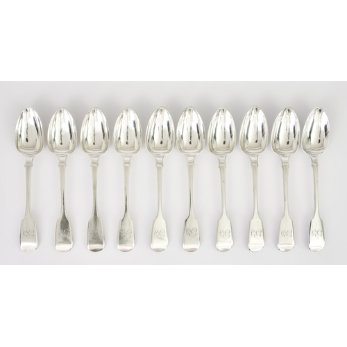 A Set of Ten Victorian Irish Silver Fiddle Pattern Teaspoons, and Mixed ...