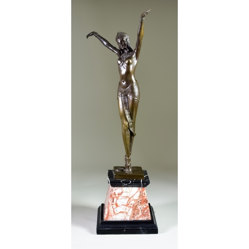 312 - After Dimitri H. Chiparus (1886-1947) - Bronze - Standing figure of a lady in the Art Deco style, si... 