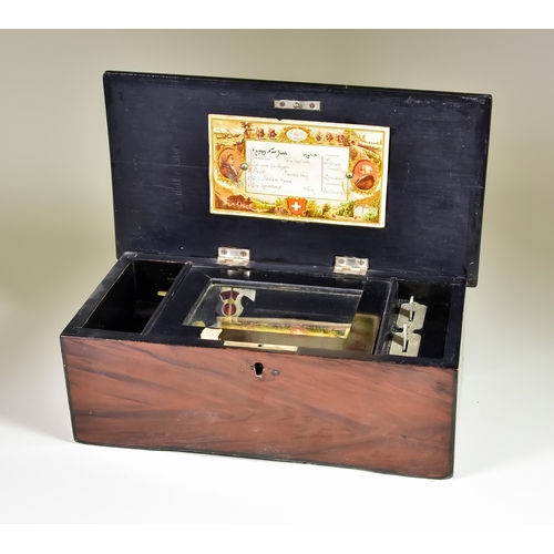 326 - A Small Swiss Six Air Music Box,19th Century, with 3.5ins cylinder and steel comb, contained in waln... 