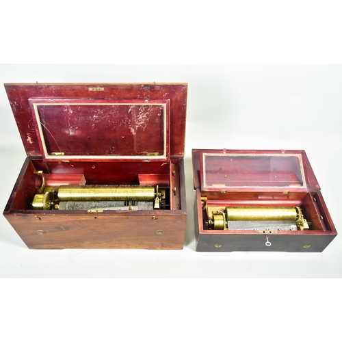 327 - Two Swiss Music Boxes, 19th Century  - one hidden drum and castanet music box with 10.5ins steel com... 