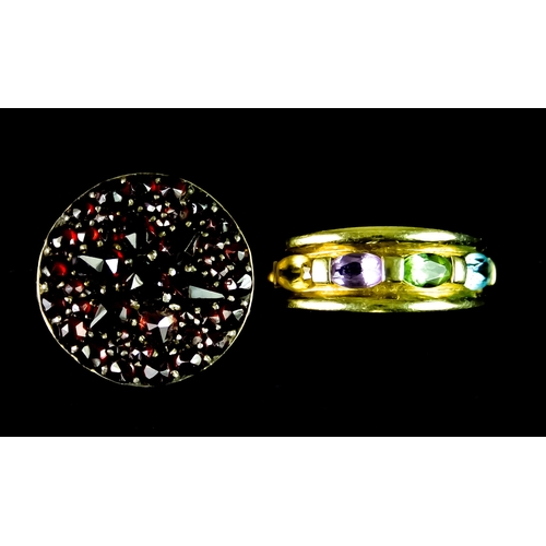 638 - Two 9ct Gold Gem Set Dress Rings, comprising - one garnet cluster ring, size I, and one set with fac... 
