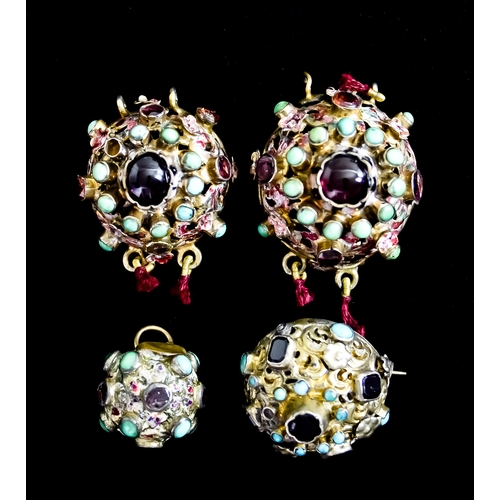 642 - Four Enamel and Gem Set Items from the Biedermeier Period (1815-1848) comprising - one pendant set w... 
