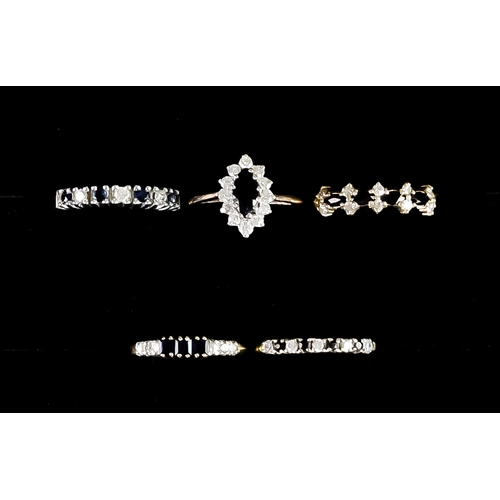 643 - Five 9ct Gold Sapphire and Diamond Rings, each set with faceted sapphires and diamonds, sizes P+, M+... 