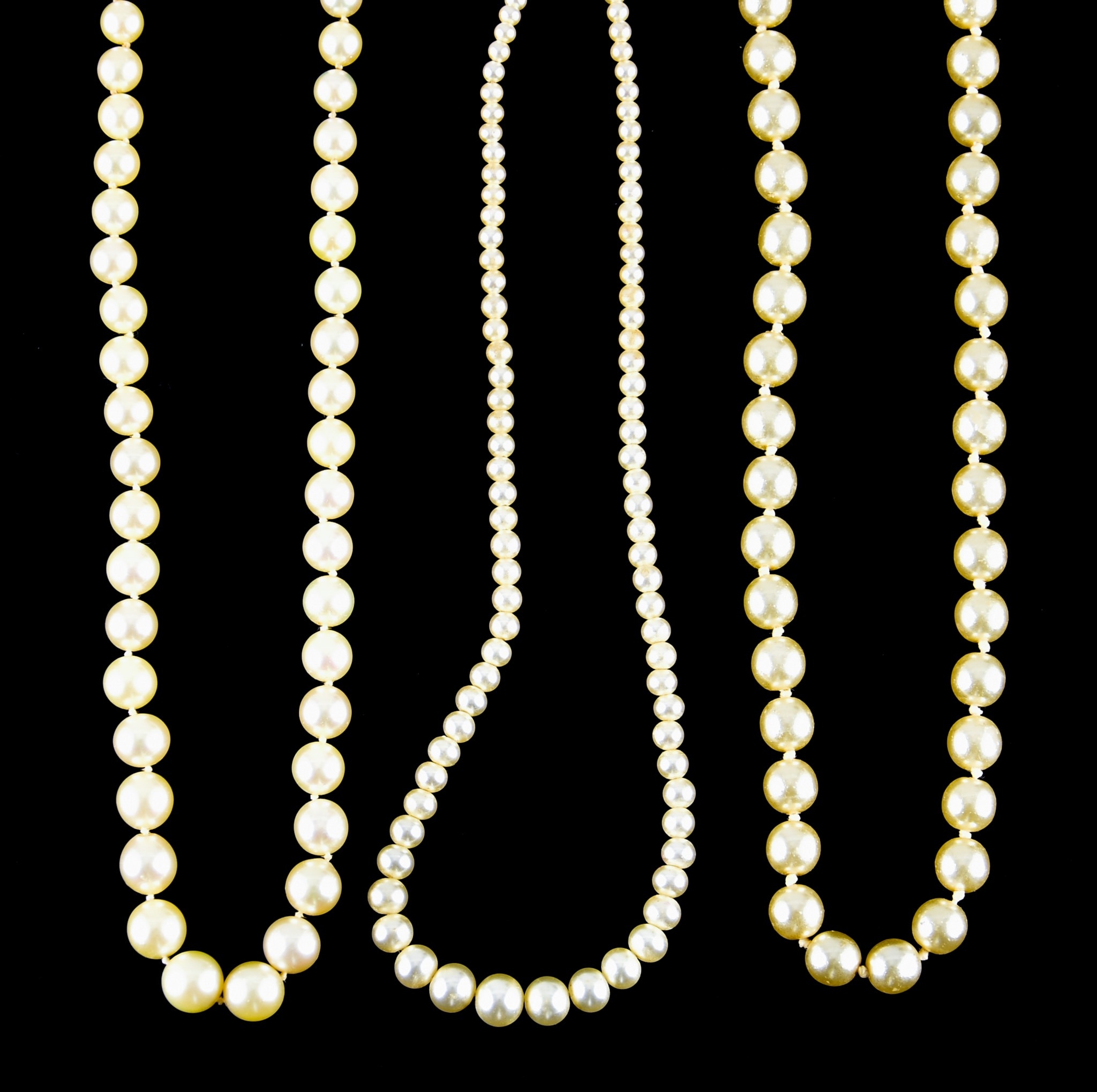 A String of Cultured Pearls, with 9ct gold clasp, 430mm in length, and ...
