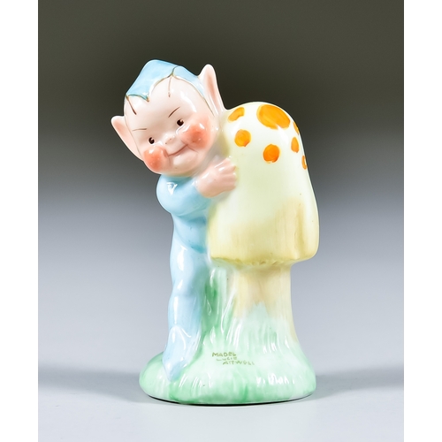 311 - A Shelley Mabel Lucie Attwell Boo Boo the Elf Figure, Circa 1920-30, modelled as an elf figure peeki... 