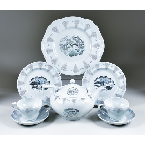 315 - A Wedgwood 'Travel' Series Part Tea Service, designed by Eric Ravilious (1903-1942), comprising: - t... 