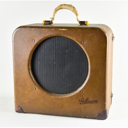 328 - A Gibson EH-125 1x12 Combo Amplifier, Circa 1941, in brown hardened casing with leather pads to corn... 