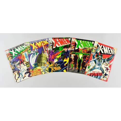 329 - Ten X-Men Marvel Comics, comprising - issue no's 55, 56, 57, 59, 61, 62, 63, 64, 89 and 92... 