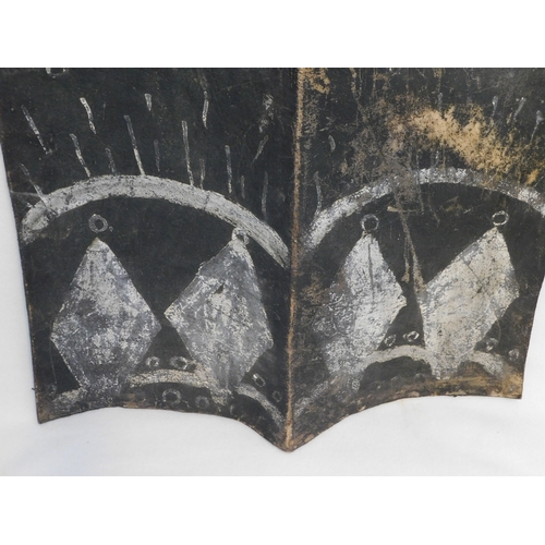 164 - Naga (India/Burma) headhunters hide shield with geometric paint decoration adorned with hair
-height... 