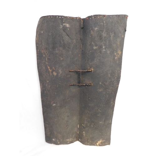 164 - Naga (India/Burma) headhunters hide shield with geometric paint decoration adorned with hair
-height... 