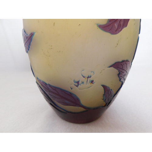 183 - Gallé Egg shaped clematis vase with lid
-Émile Gallé (1846-1904)
-height 19½cm (7¾