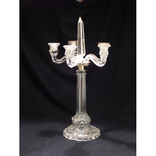 186 - Glass 5-branch candelabra with central prism
-height 50cm (19¾