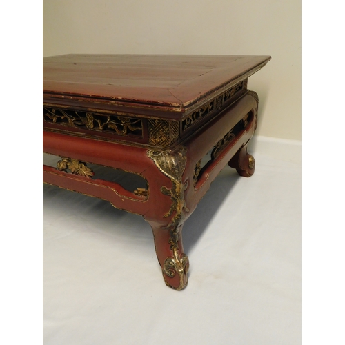 193 - South East Asia - Vietnamese wooden table with red and gold paint decoration
-size 81½cm x 59½cm hei... 