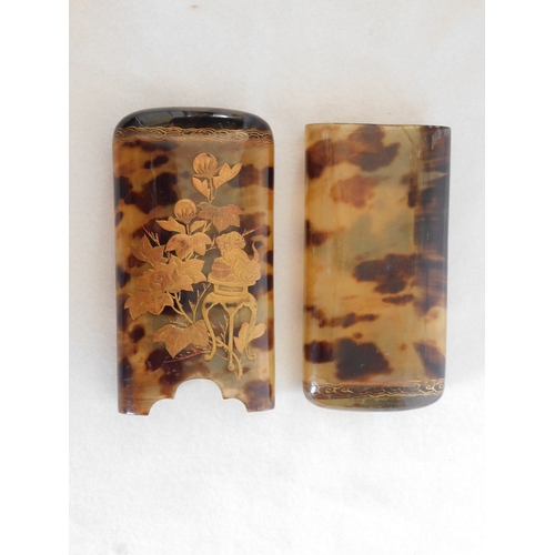 202 - c.1900 Japanese tortoiseshell cigar case with gold maki-e lacquer decoration
-length 14cm (5½