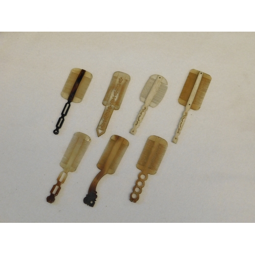 208 - Collection of 7 x 19th century Japanese nit combs made from bone and horn
-length ranges from 7.6cm ... 