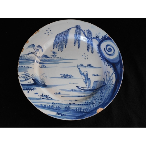 225 - English delft charger of chinese scene
-possibly Bristol?
-diameter 30cm (11¾