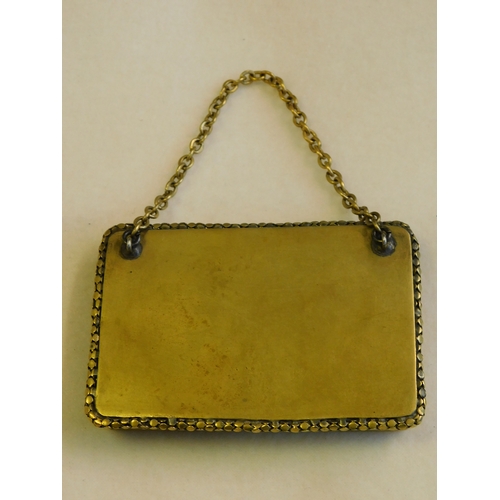 237 - Prattware rectangular lid in a gilt mount with chain
-'A Sea Shore Study' after Stothard