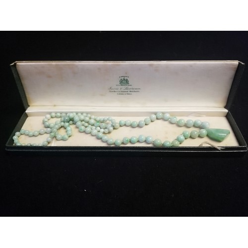 7 - Green jade necklace in original retail box - Imrie & Lawrence, Lahore & Simla, India
-length 28