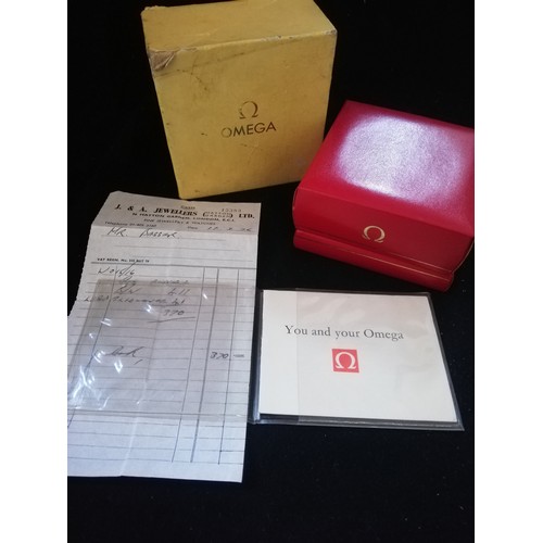 53 - Vintage red omega box, outer box & pamphlet