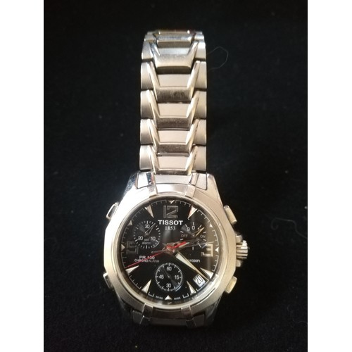 56 - Tissot gents stainless steel PR100 chrono alarm wristwatch
-in running order
-Tissot was founded in ... 