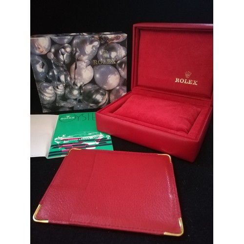 61 - Rolex red leather box t/w outer box, wallet & pamphlet