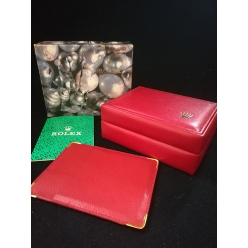 61 - Rolex red leather box t/w outer box, wallet & pamphlet