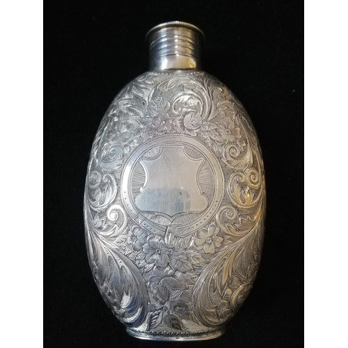 92 - 1877 Rare cased pair of Exeter silver hip flask (4¼
