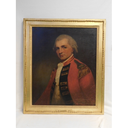 95 - Framed oil painting on canvas of Lieutenant colonel William Calderwood (1745-87) by George Romney (1... 