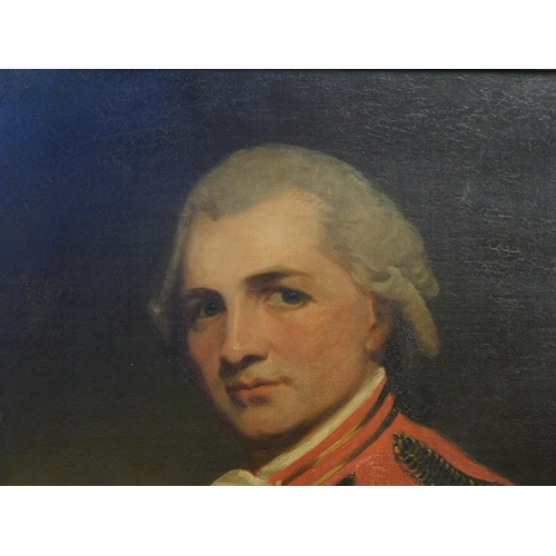 95 - Framed oil painting on canvas of Lieutenant colonel William Calderwood (1745-87) by George Romney (1... 