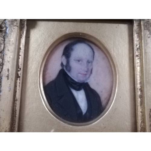 106 - 2 x portrait miniatures on ivory in gilt gesso frames framed by Paul Vacani, 157 Fulham Road, London... 