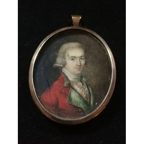 108 - 18th century portrait miniature of a military officer on ivory in a later english silver hallmarked ... 