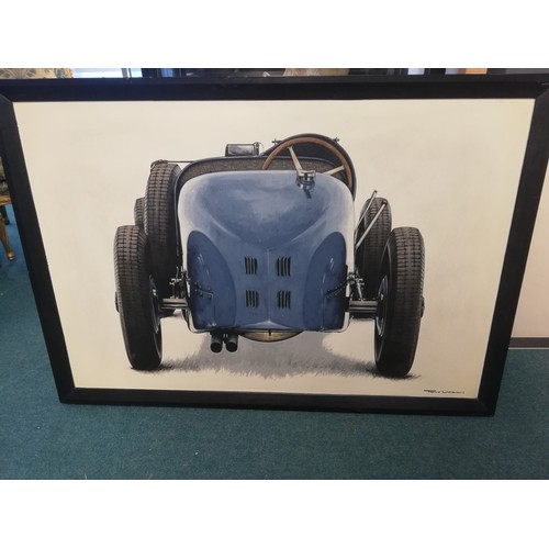 113 - Oil painting by Tony Upson of a vintage Bugatti (?) 46