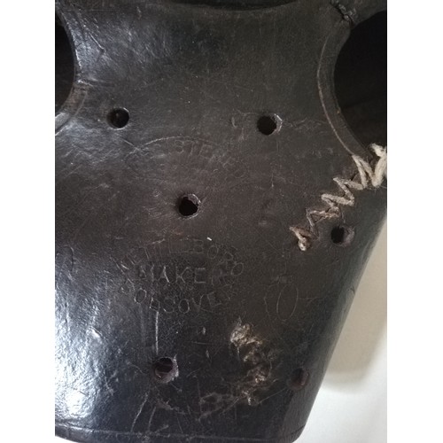 118 - Pit mining pony leather skull cap / head harness / tack by maker Kettleboro, Bolsover