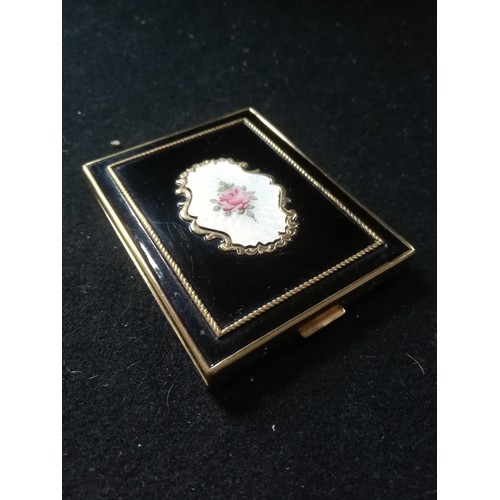 125 - enamel and black fronted gilt metal compact 3