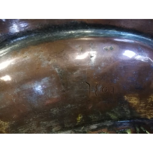 135 - Antique copper Islamic censor stand with signature & number ٦٤٥١ (6451) under rim