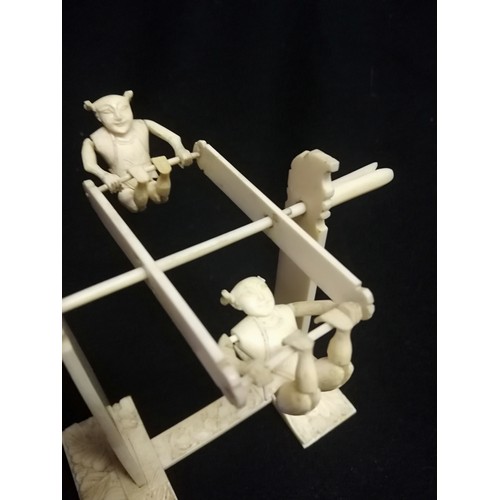 138 - Cantonese carved ivory toy with pair of acrobats
