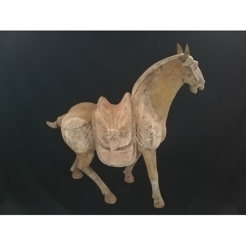 157 - Large pair of Tang dynasty painted pottery horses with saddles (618-907AD)
-22