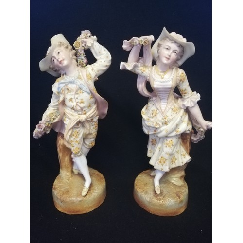 168 - Continental biscuit ware figurines - pair of boy & girl 12