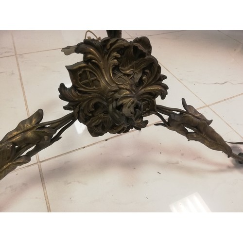 182 - Art nouveau brass light fitting with leaf design
Height @29