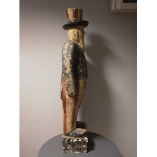 222 - Floor standing figure of American interest - Uncle Sam original folk / naive painted cigar store typ... 